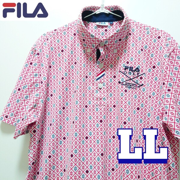FILAGOLFフィラゴルフ 半袖ポロシャツ 総柄 メンズLL【美品】総柄 吸汗速乾