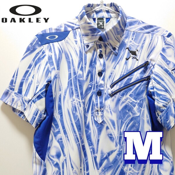 OAKLEY オークリー ゴルフウェア 半袖ポロシャツ メンズM 総柄【美品】 吸汗速乾