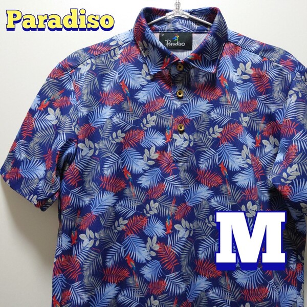 paradisoパラディーゾ 半袖ポロシャツ ネイビー メンズM【美品】