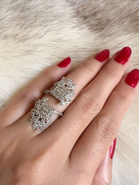 ★極美品★ スタイリッシュ 天然ダイヤモンド 1.50ct K18WG デザインリング 18金ホワイトゴールド 指輪