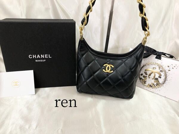 希少新品 CHANEL シャネル ノベルティ ショルダーバッグ ゴールドチェーン ブラック