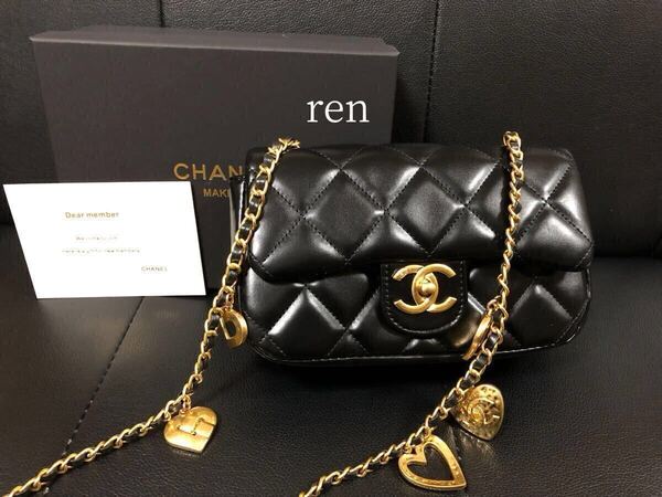 新品 CHANEL シャネル ノベルティ ショルダーバッグ ゴールドチェーン ブラック