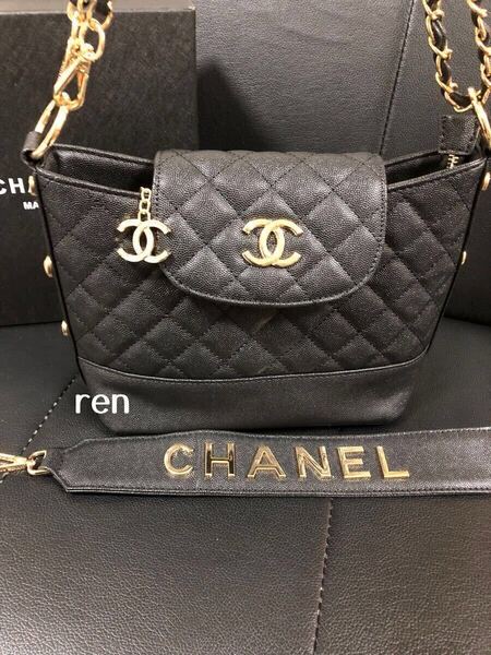 新品 CHANEL シャネル ノベルティ ショルダーバッグ ゴールドチェーン ブラック