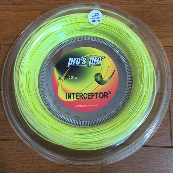 pro's pro INTERCEPTOR(ライム色) 1.25mm 200m テニスロールガット
