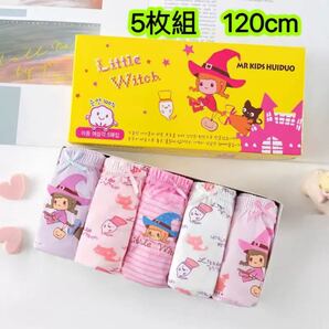5枚組120 女の子ショーツ 可愛い魔女 肌着 子供下着 キッズパンツ 453号