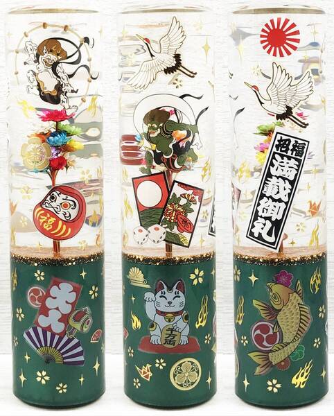 180mm 水中花 シフトノブ ロング 満載御礼 招き猫 風神雷神 花見 達磨 大入 昇鯉 鶴 和柄 ワンオフ トラック野郎 旧車 当時 デコトラ