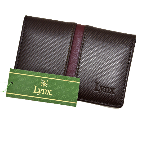 Lynx 本革 カードケース 新品 リンクス 未使用 名刺入れ 牛革 レザー 薄型 二つ折り ブラウン 茶色