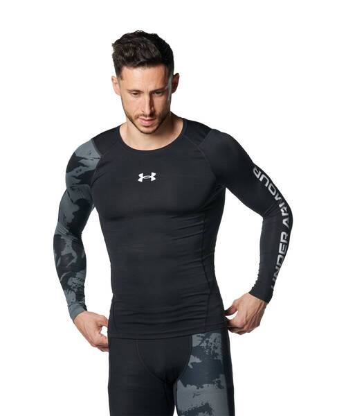 新品未使用 タグ付き UNDER ARMOUR アンダーアーマー UA ヒートギア コンプレッション ロングスリーブ シャツ Mサイズ ブラック UPF50