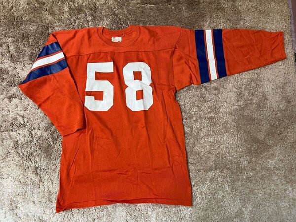 80s felco NEW YORK Dave's SPORT SHOP ビンテージ ホッケー 七分袖 Tシャツ US- XL サイズ NFL フットボール USA製 アメリカ