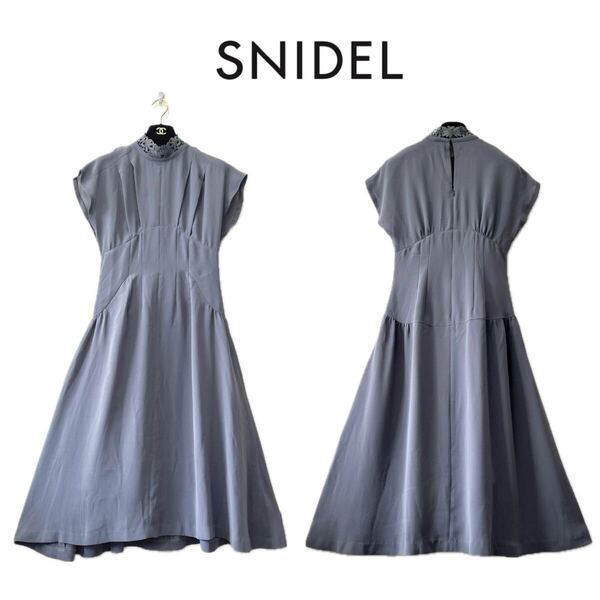 【SNIDEL】レースカラードレス(GRY)【結婚式】ワンピース お呼ばれ 冠婚葬祭 食事会 スナイデル FRAY I.D ミラオーウェン セルフォード