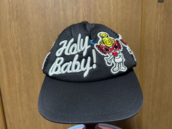 ヒステリックミニ キャップ ロゴ CAP 56センチ ユーズド キッズ 帽子 黒 半メッシュ