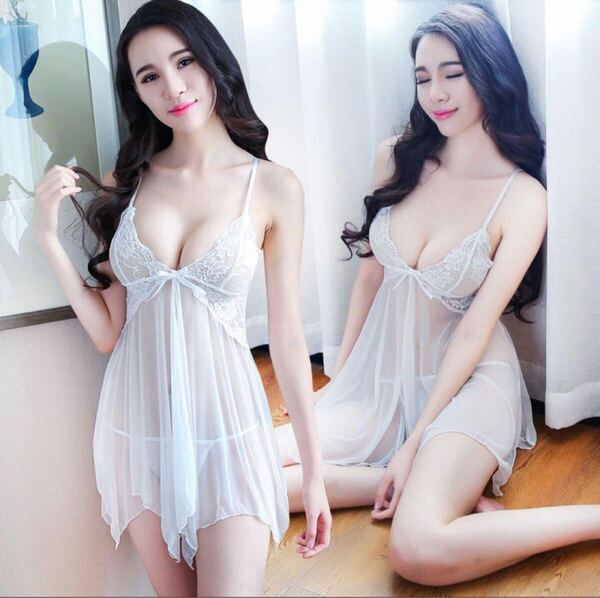 ネグリジェ ベビードール セクシー ランジェリー 超セクシー レース花柄 白 パジャマ コスプレ衣装 超sexyキャミソール ワンピース