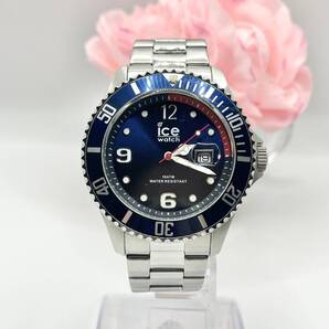 《稼働品》ice watch★アイスウォッチ★クォーツ 腕時計★デイデイト★カレンダー★メンズ★ブルー×シルバー