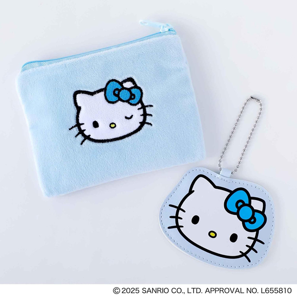 mini ミニ 2025年 3月号 【付録】 みずいろ ハローキティ ふわふわ刺繍ポーチ&ミラーチャーム