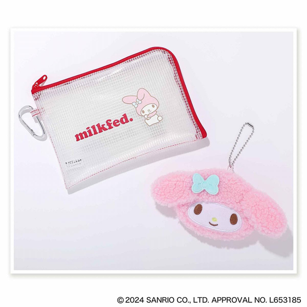 mini ミニ 2024年 11月号 【付録】 MY MELODY MILKFED. モコモコ顔ポーチ・クリアポーチ 2点セット