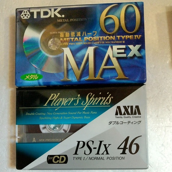 【送料無料】TDK MA EX 60 + AXIA PS-Ix 46 合計2本 カセットテープ 未使用品/メタルテープ/ノーマル/メタルポジション/TypeⅣ/TypeⅠ