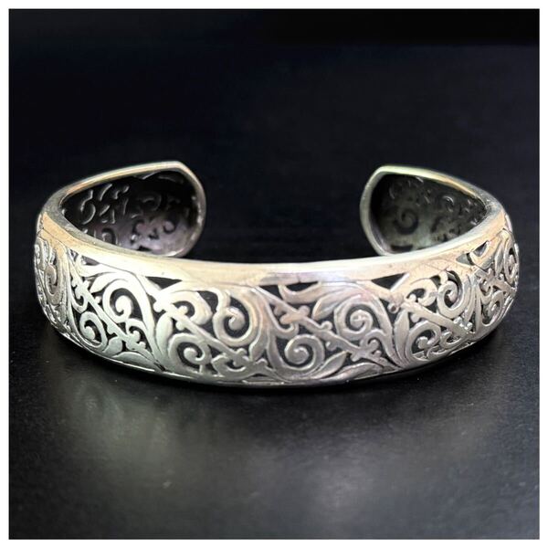 シルバー925 sterling スターリング 透かし 唐草模様 バングル ブレスレット
