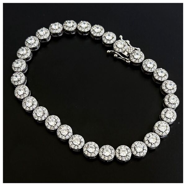 シルバー925 sterling スターリング テニスブレスレット ジルコニア ブリンブリン フラワー 花 ダブルフック