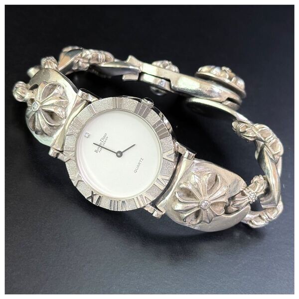 シルバー925 sterling スターリング ウォッチブレス クロス ダイヤ クォーツ 時計