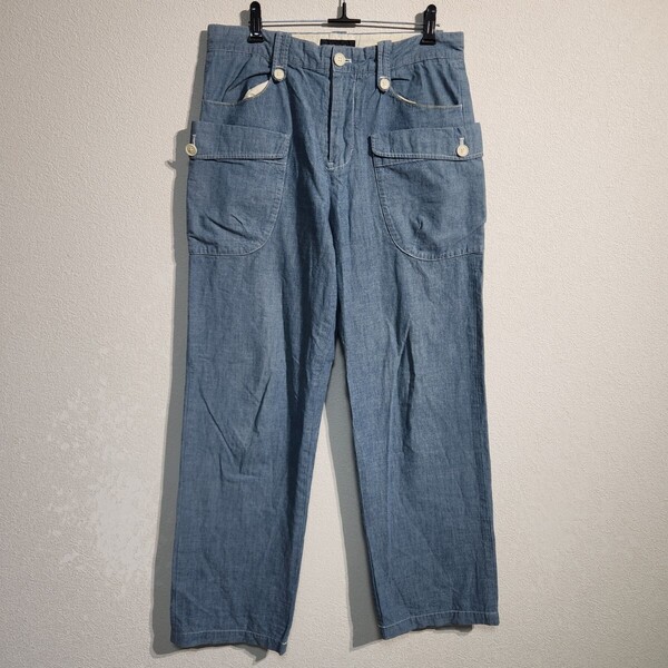 RAGE BLUE レイジブルー コットンリネン カーゴパンツ ドローコード 青 メンズM ゆるダボ オーバーサイズ ビッグシルエット90s