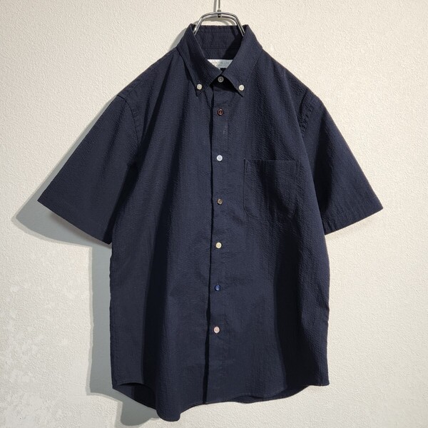 UNITED ARROWS ユナイテッドアローズ ショートスリーブ ボタンシャツ 半袖 紺 メンズS オーバーサイズ ビッグシルエット 90s