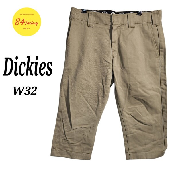 Dickies ディッキーズ 七分丈 ワークパンツ ロールアップ ハーフパンツ チノパン ベージュ W32 オーバーサイズ ビッグシルエット 90s