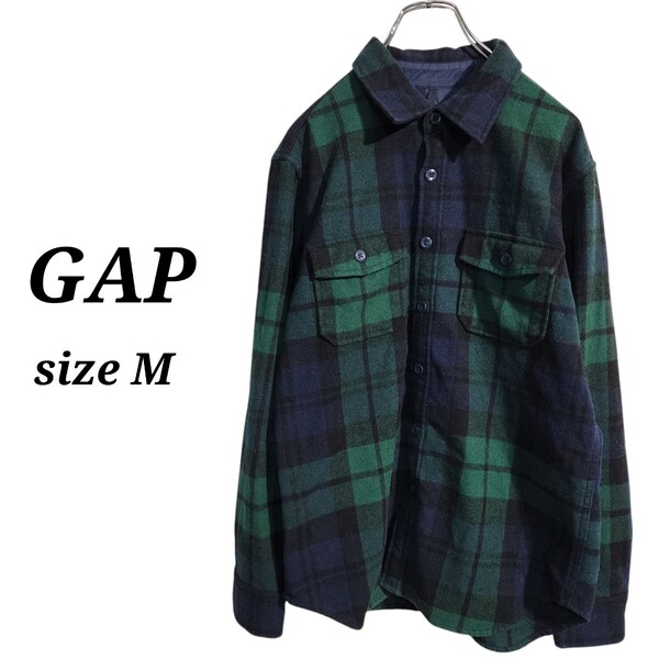 GAP ギャップ フランネルシャツ ネルシャツ チェックシャツ バイカラー メンズM オーバーサイズ ビッグシルエット 90s