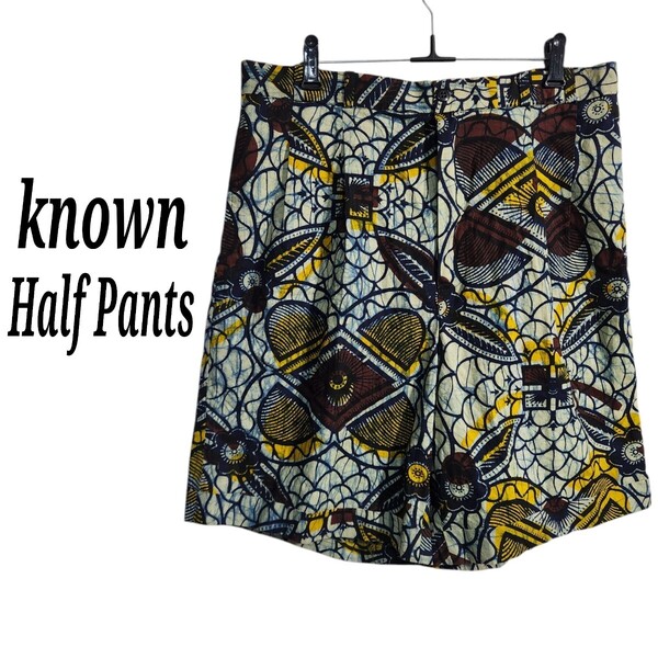 known 総柄ショーツ ハーフパンツ ショートパンツ リメイク 薄手 W84 cm オーバーサイズ ビッグシルエット 90s