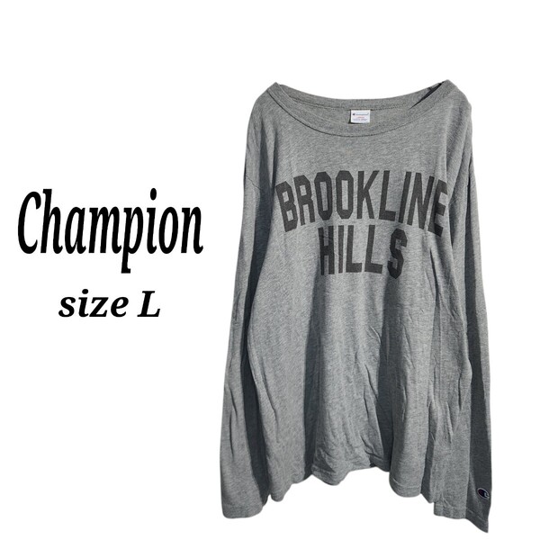 Champion チャンピオン ロングスリーブ 長袖 Tシャツ ロンT 刺繍 目玉ロゴ メンズL オーバーサイズ ビッグシルエット 90s