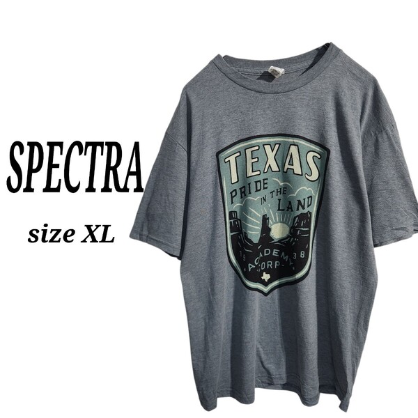SPECTRA ショートスリーブ プリントTシャツ 半袖 USA古着 ヴィンテージ 灰 霜降りメンズXL オーバーサイズ ビッグシルエット 90s