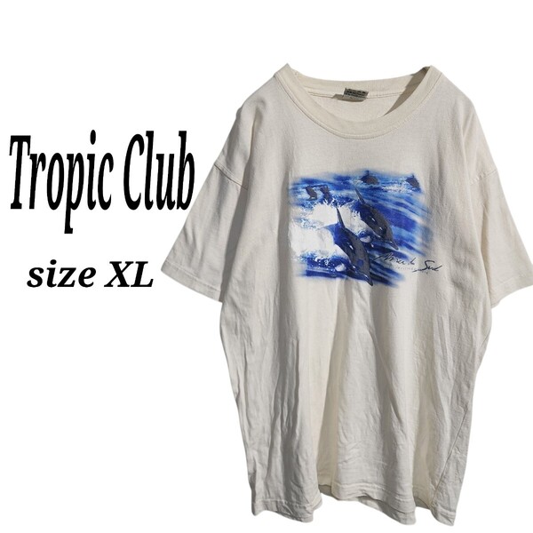 Tropic Club ショートスリーブ プリントTシャツ 半袖 ヴィンテージ メンズ XL オーバーサイズ ビッグシルエット 90s