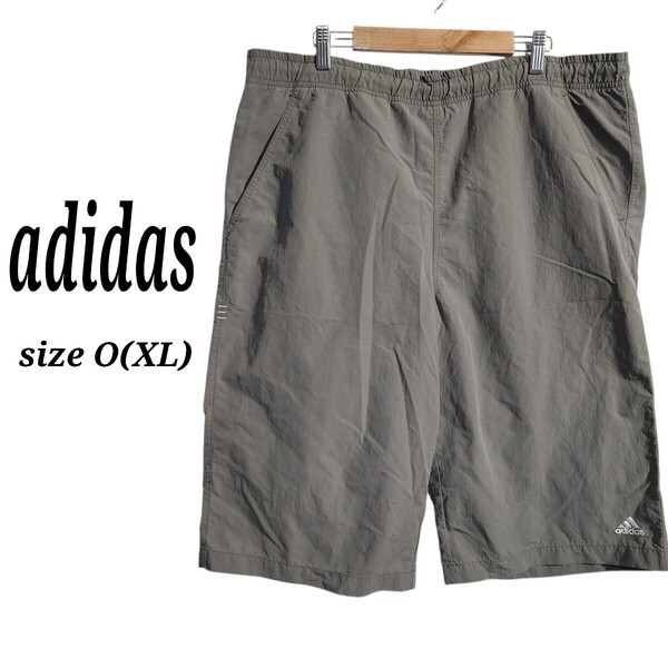 adidas アディダス ナイロン ハーフパンツ ショーツ ショートパンツ カーキ サイズ O メンズXL 相当 オーバーサイズ ビッグシルエット 90s