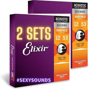 【2セット割引】GEB-LT86 ELIXIR 12-53 エリクサー 80/20 ブロンズライト アコースティックギター弦 #11052 Bronze Light #SexySounds