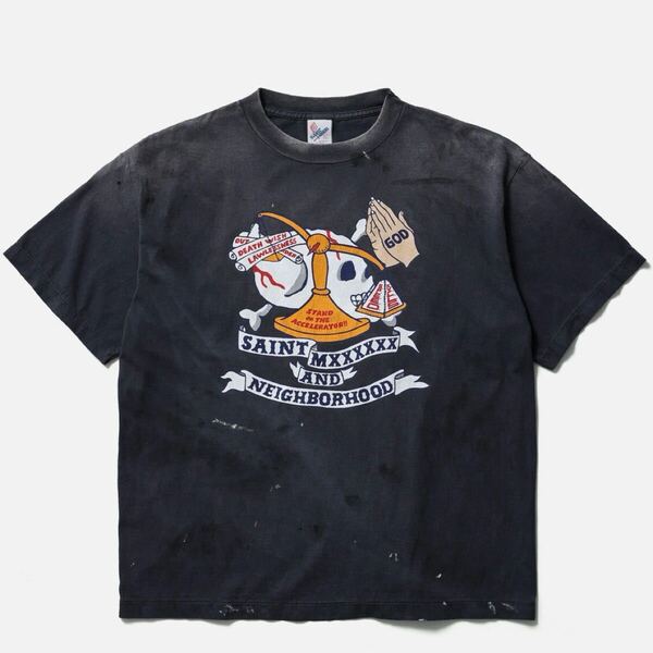 新品 25SS セントマイケル ネイバーフッド TEE STHD . SS TEE PRAY コラボTシャツ XLブラック SAINT Mxxxxxx NEIGHBORHOOD SM-HR8-0000-C68