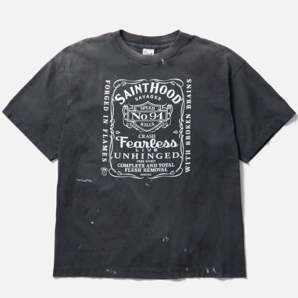 新品 25SS セントマイケル ネイバーフッドTEE STHD . SS TEE FEARLESSコラボTシャツXLブラックSAINT Mxxxxxx NEIGHBORHOOD SM-HR8-0000-C70