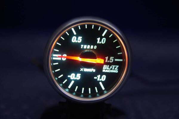 希少 ブリッツ レーシングメーター 機械式 ブースト計 LEDイルミ 52mm ブラック ターボ計 BLITZ 追加 Defi 送料無料