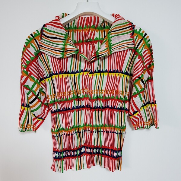イッセイミヤケ ISSEY MIYAKE シャツ サイズ3 プリーツプリーズ PLEATS PLEASE JK793