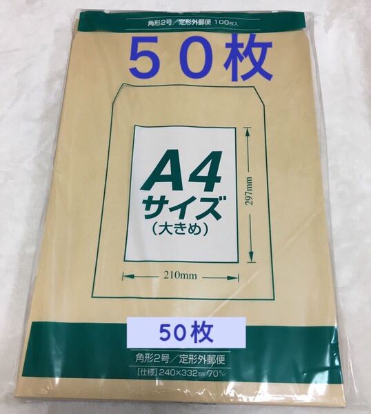 【送料無料】A4 封筒 50枚 角形2号 茶封筒