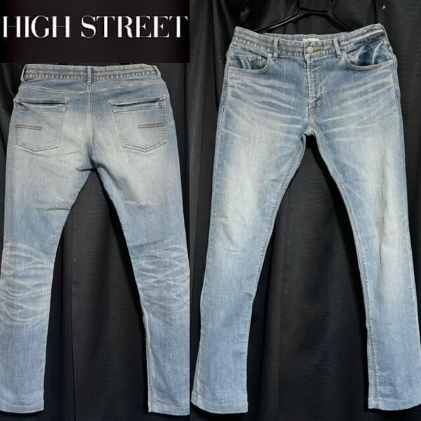 即落送料無料 HIGHSTREET 定価2.5万円程 TORNADO MART トルネードマート 同社ブランド ヒゲ 色落ち ストレッチ デニム L 日本製 ドメス細身