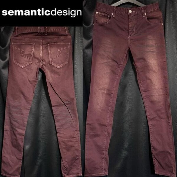 即落送料無料 新品 近い美品 セマンティックデザイン semanticdesign スキニー パンツ S 日本製 デニム ロック ドメス ヴィジュアル V系