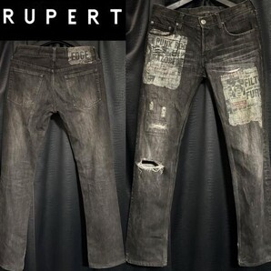 即落送料無料 RUPERT ルパート ニュースペーパー 加工 デニム ストレート ヴィジュアル ロック アメカジ ワーク ミリタリー y2k V系 古着