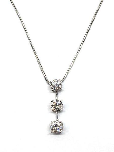 【即決/45cm】 Pt850 Pt900 D1.00 ダイヤモンド トリロジー ネックレス 3ポイントダイヤ プラチナ 宝石 ジュエリー アクセサリー 4.8g