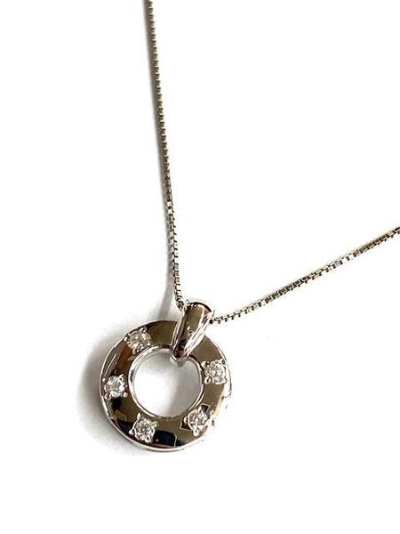 【即決/40㎝】 Pt900 Pt850 D メレダイヤモンド サークル ペンダントトップ ネックレス 宝石 ジュエリー アクセサリー プラチナ 2.8g