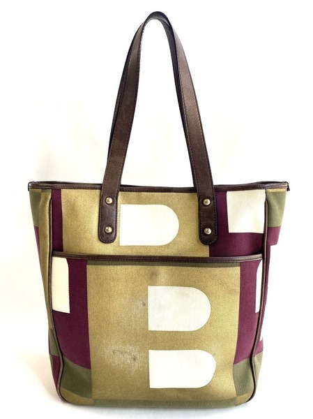 【即決】BALLY バリー 縦型 トートバッグ Bロゴ キャンバス レザー マルチカラー