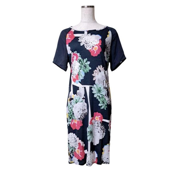 PAUL SMITH BLACK ポールスミスブラック Tシャツワンピース FRAGMENT FLORAL 半袖 フラグメントフローラル レディース 花柄 総柄 M