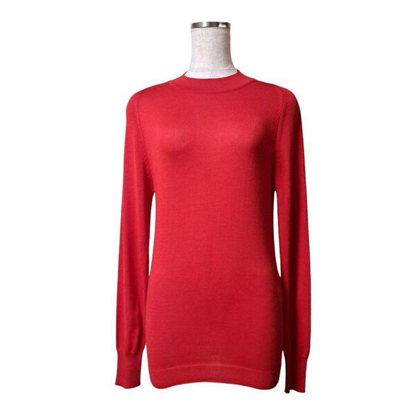 美品 ADORE アドーア シルク100% ニット レッド 38 M 長袖 秋 冬 絹 セーター プルオーバー トップス 赤 レディース