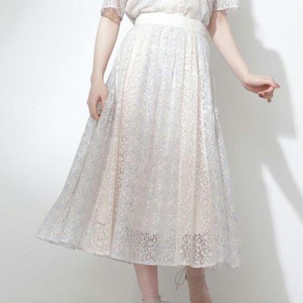美品 JILLSTUART ジルスチュアート ボタニカルダイレーススカート 4 M 総柄 花柄 フラワープリント 刺繍 ロング キンモクセイ