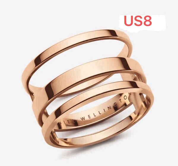 新品未使用 Daniel Wellington ダニエルウェリントン ELAN TRIAD RING US8 日本サイズ約17号 ゴールドピンク リング 指輪