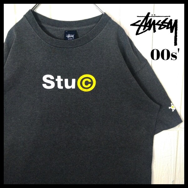 【STUSSY】00s'USA製 紺タグ stuCロゴTシャツ シングルステッチ