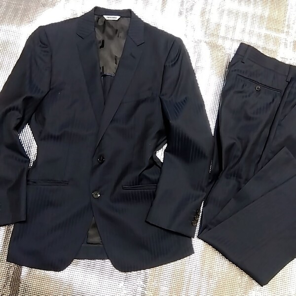 renoma HOMME レノマオム メンズ ビジネス セットアップ スーツ ネイビー ストライプ
